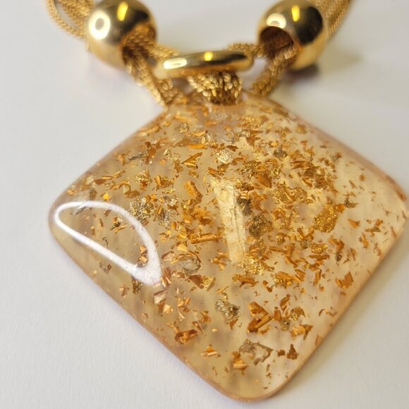Statement Choker Gold Confetti Clear Pendant Necklace Choker Necklace - Picture 3 of 11